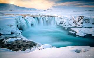 Goðafoss, waterfall of the gods, Northern Iceland