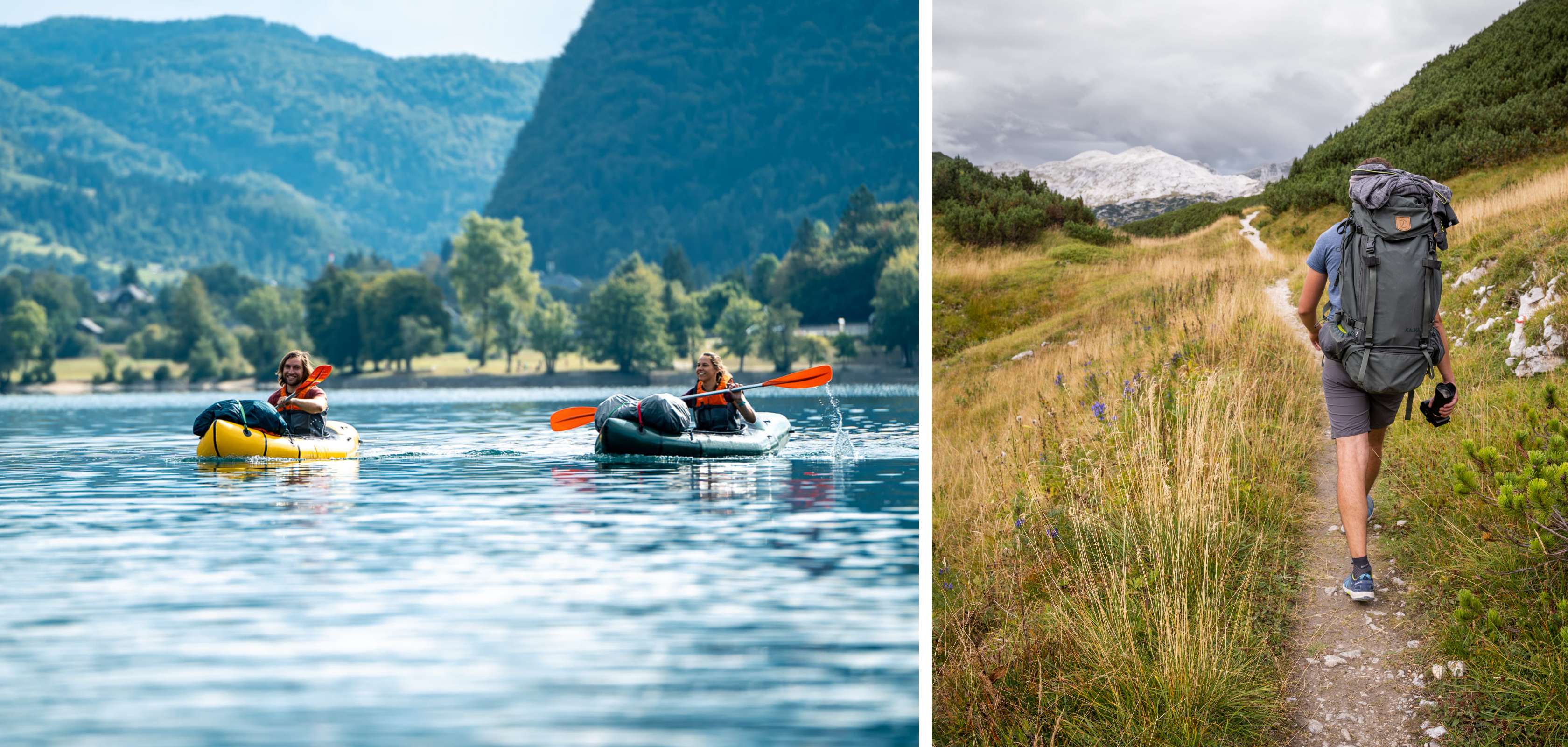 Mensen op groepsreizen in Slovenië tijdens de The Packraft Trail