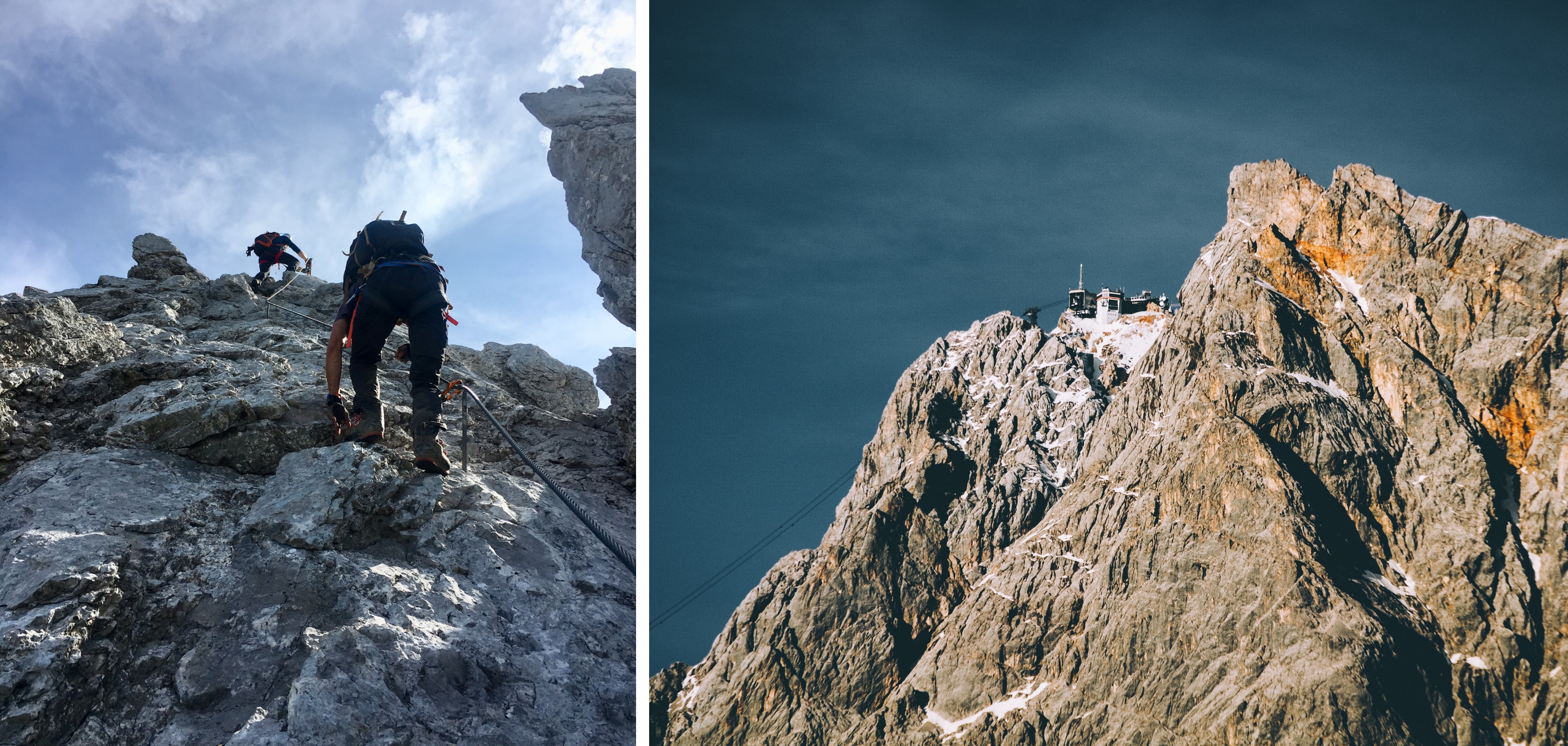 La Zugspitse en Autriche / Des personnes grimpent la Zugspitse en Autriche